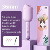 Pink hair styling wand with anti-scald design and negative ion technology for effortless beach waves